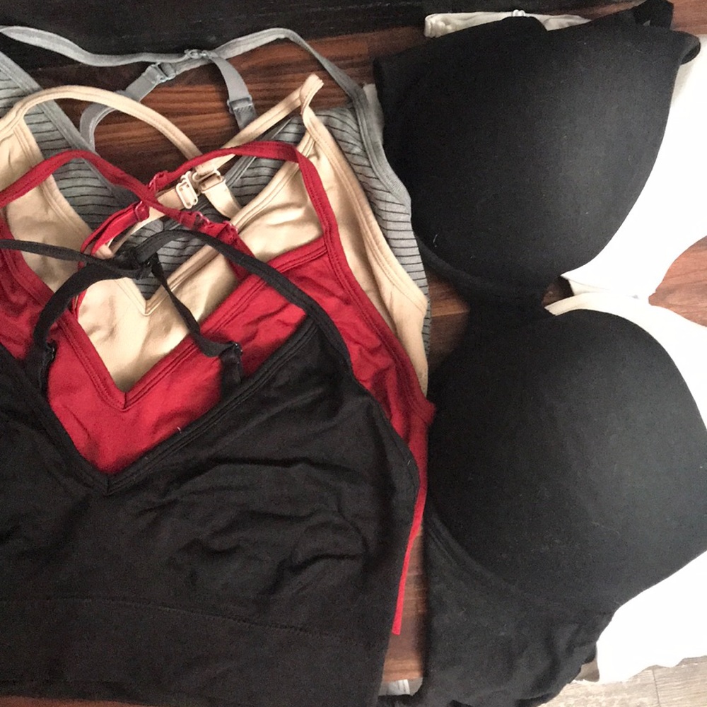 Set of 6 bras- two 36DD and 4 size large sports